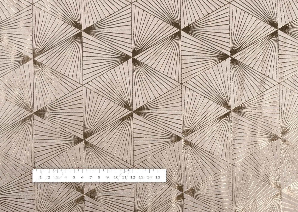 Sametová látka Isabela IBL-010 Rose Gold trojúhelníky na krémovém - šířka 280 cm - detail 5 - Biante.cz Sametová látka Isabela IBL-010 Rose Gold trojúhelníky na krémovém - šířka 280 cm - detail 5 - Biante.cz
