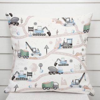 Dětský bavlněný povlak na polštář Sandra SA-687 Modro-zelená auta a bagry na bílém - Biante.cz Dětský bavlněný povlak na polštář Sandra SA-687 Modro-zelená auta a bagry na bílém - Biante.cz