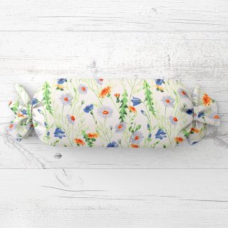 Polštář válec bonbon Sandra SA-601 Kopretiny a zvonky na bílém - Biante.cz Polštář válec bonbon Sandra SA-601 Kopretiny a zvonky na bílém - Biante.cz