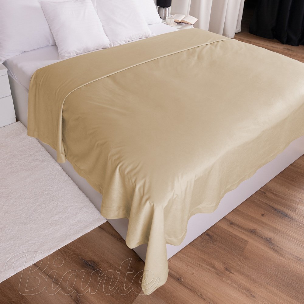 Sametový přehoz na postel Velvet Premium SVP-006 Pískově béžový - detail 1 - Biante.cz