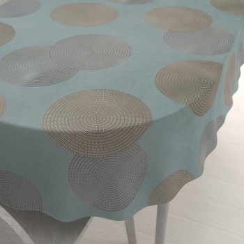 Sametový oválný ubrus Tamara TMR-058 Designové kruhy na modrošedém - Biante.cz
