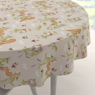 Dětský bavlněný kulatý ubrus Sandra SA-695 Veverky a ježci na světle béžovém - Biante.cz Dětský bavlněný kulatý ubrus Sandra SA-695 Veverky a ježci na světle béžovém - Biante.cz