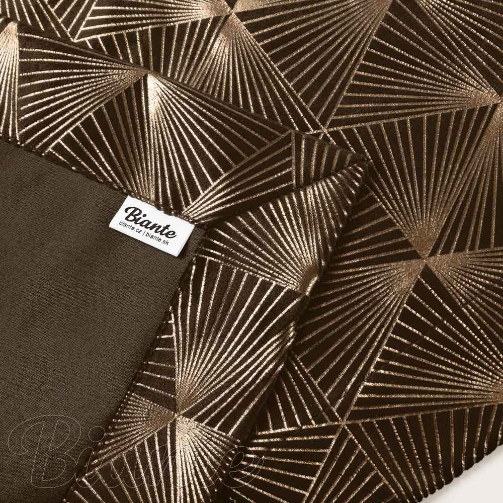 Sametový přehoz na postel Isabela IBL-012 Rose Gold trojúhelníky na hnědém - detail 2 - Biante.cz