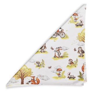 Dětský bavlněný šátek Sandra SA-697 Lišky na kolách - zelené na bílém - detail 1 - Biante.cz Dětský bavlněný šátek Sandra SA-697 Lišky na kolách - zelené na bílém - detail 1 - Biante.cz