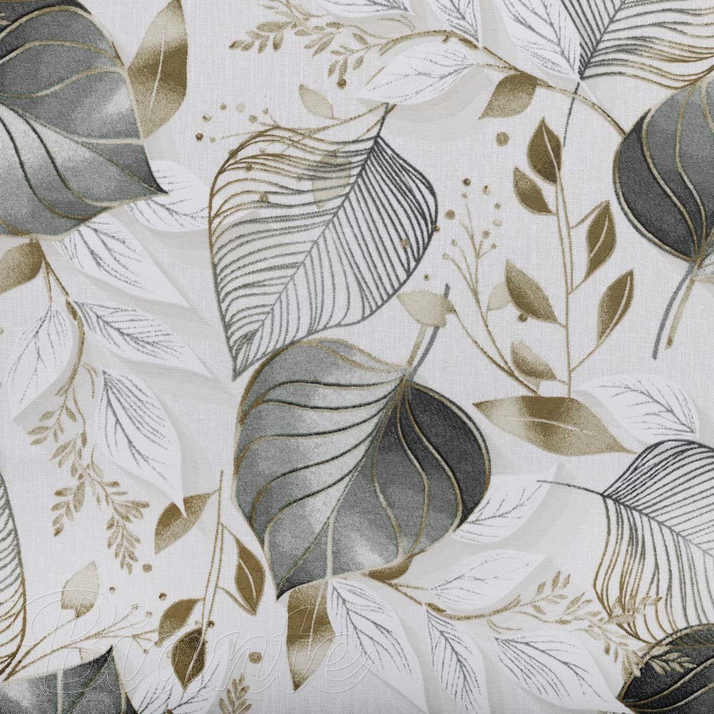 Dekorační látka Leona LN-173 Šedé listy na režném - šířka 140 cm a 280 cm - detail 6 - Biante.cz