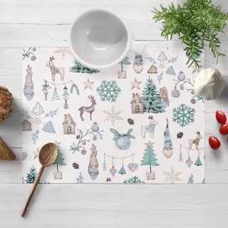 Bavlněné prostírání na stůl Sandra SA-662 Modro-zeleno-hnědý vánoční vzor - Biante.cz Bavlněné prostírání na stůl Sandra SA-662 Modro-zeleno-hnědý vánoční vzor - Biante.cz