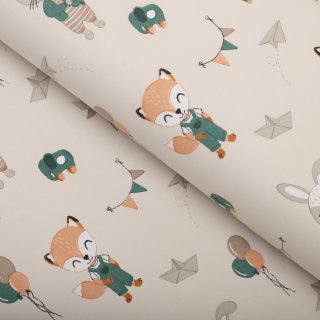 Detská bavlnená látka/plátno Sandra SA-701 Zajačiky a líšky s balónikmi - zelené na svetlo béžovom - šírka 160 cm - Biante.sk Detská bavlnená látka/plátno Sandra SA-701 Zajačiky a líšky s balónikmi - zelené na svetlo béžovom - šírka 160 cm - Biante.sk