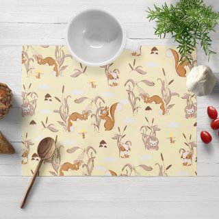 Detské bavlnené prestieranie na stôl Sandra SA-700 Veveričky a ježkovia na svetlo vanilkovom - Biante.sk Detské bavlnené prestieranie na stôl Sandra SA-700 Veveričky a ježkovia na svetlo vanilkovom - Biante.sk