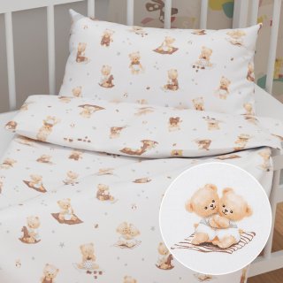 Dětské bavlněné povlečení do postýlky Sandra SA-732 Medvědí miminka na bílém - Biante.cz