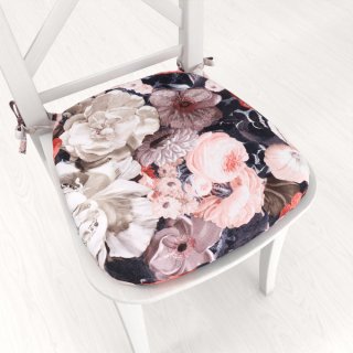 Zamatový oblý podsedák Tamara TMR-018 Červené kvety - 39x37x3 cm - Biante.sk