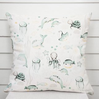 Dětský bavlněný povlak na polštář Sandra SA-688 Mořský svět zelený na bílém - Biante.cz Dětský bavlněný povlak na polštář Sandra SA-688 Mořský svět zelený na bílém - Biante.cz