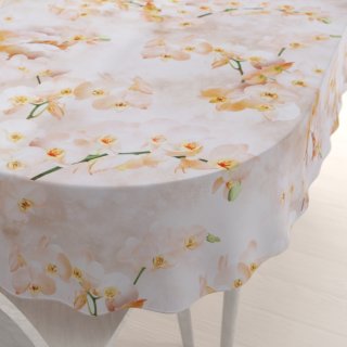 Teflonový oválný ubrus TF-045 Orchideje na béžovém - detail 1 - Biante.cz Teflonový oválný ubrus TF-045 Orchideje na béžovém - detail 1 - Biante.cz