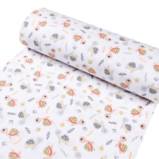 Dětská bavlněná látka/plátno Sandra SA-373 Veselé želvičky na bílém - šířka 160 cm - detail 1 - Biante.cz