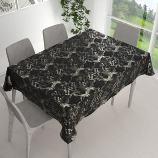 Veľký zamatový obdĺžnikový obrus Isabela IBL-021 Zlatý/dymový mramor na čiernom - detail 1 - Biante.sk