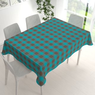 Bavlněný obdélníkový ubrus Olivia OL-018 Tyrkysovo-hnědá kostka velká - detail 1 - Biante.cz Bavlněný obdélníkový ubrus Olivia OL-018 Tyrkysovo-hnědá kostka velká - detail 1 - Biante.cz