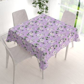 Dekorační čtvercový ubrus PML-044 Květy magnolie na fialovém - detail 1 - Biante.cz