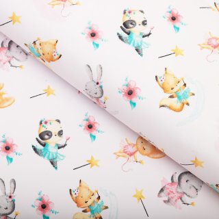 Dětská bavlněná látka/plátno Sandra SA-671 Zvířátka baletky na bílém - šířka 160 cm - Biante.cz Dětská bavlněná látka/plátno Sandra SA-671 Zvířátka baletky na bílém - šířka 160 cm - Biante.cz