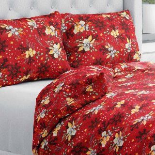 Bavlněné ložní povlečení Sandra SA-714 Vánoční cesmíny na červeném - Biante.cz