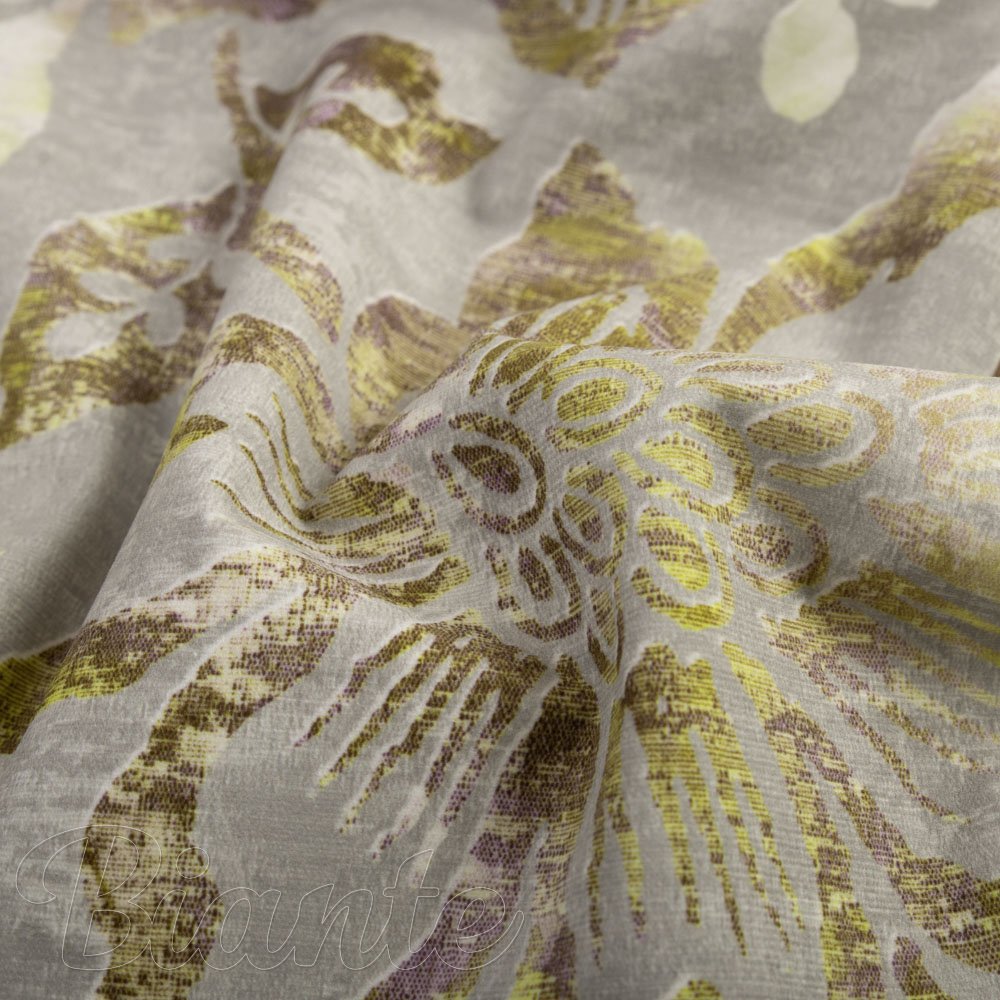 Sametová látka Tamara TMR-055 Abstraktní zelené květy na zelenošedém - šířka 150 cm - detail 7 - Biante.cz