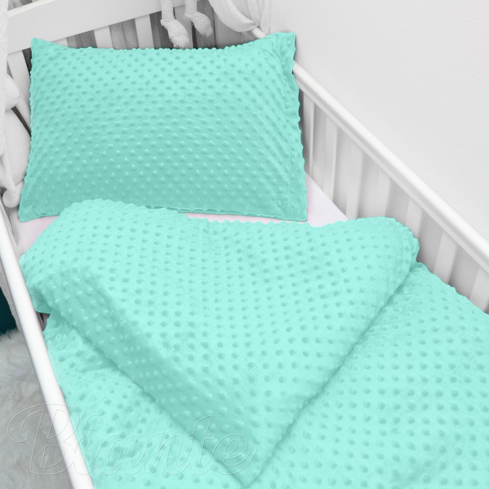 Dětské povlečení do postýlky Minky 3D puntíky MKP-003 Mintové - Biante.cz