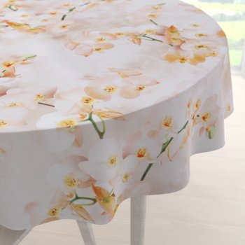 Teflonový kulatý ubrus TF-045 Orchideje na béžovém - detail 1 - Biante.cz Teflonový kulatý ubrus TF-045 Orchideje na béžovém - detail 1 - Biante.cz