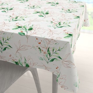 Bavlněný čtvercový ubrus Sandra SA-706 Zeleno-hnědé větvičky s lístky na bílém - Biante.cz Bavlněný čtvercový ubrus Sandra SA-706 Zeleno-hnědé větvičky s lístky na bílém - Biante.cz