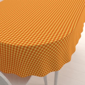 Bavlnený oválny obrus Olivia OL-006 Oranžovo-žltá kocka malá - Biante.sk