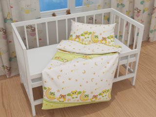 Dětské bavlněné povlečení do postýlky Sandra SA-594 Baby sovy zelené - detail 1 - Biante.cz Dětské bavlněné povlečení do postýlky Sandra SA-594 Baby sovy zelené - detail 1 - Biante.cz