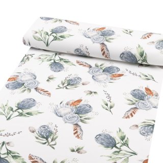 Bavlněná látka/plátno Sandra SA-707 Modré květy Protea na bílém - šířka 160 cm - detail 1 - Biante.cz Bavlněná látka/plátno Sandra SA-707 Modré květy Protea na bílém - šířka 160 cm - detail 1 - Biante.cz