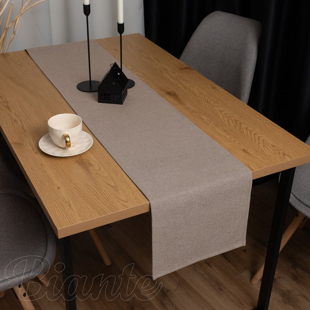 Dekoračný behúň na stôl BKR-502 Svetlo hnedý režný - detail 1 - Biante.sk