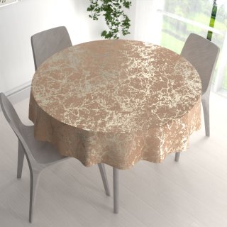 Velký sametový kulatý ubrus Isabela IBL-016 Zlatý mramor na pudrově béžovém - detail 1 - Biante.cz Velký sametový kulatý ubrus Isabela IBL-016 Zlatý mramor na pudrově béžovém - detail 1 - Biante.cz