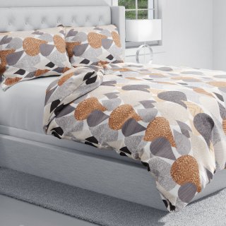 Bavlněné ložní povlečení Sandra SA-507 Hnědo-šedé kapky s ornamenty - detail 1 - Biante.cz Bavlněné ložní povlečení Sandra SA-507 Hnědo-šedé kapky s ornamenty - detail 1 - Biante.cz