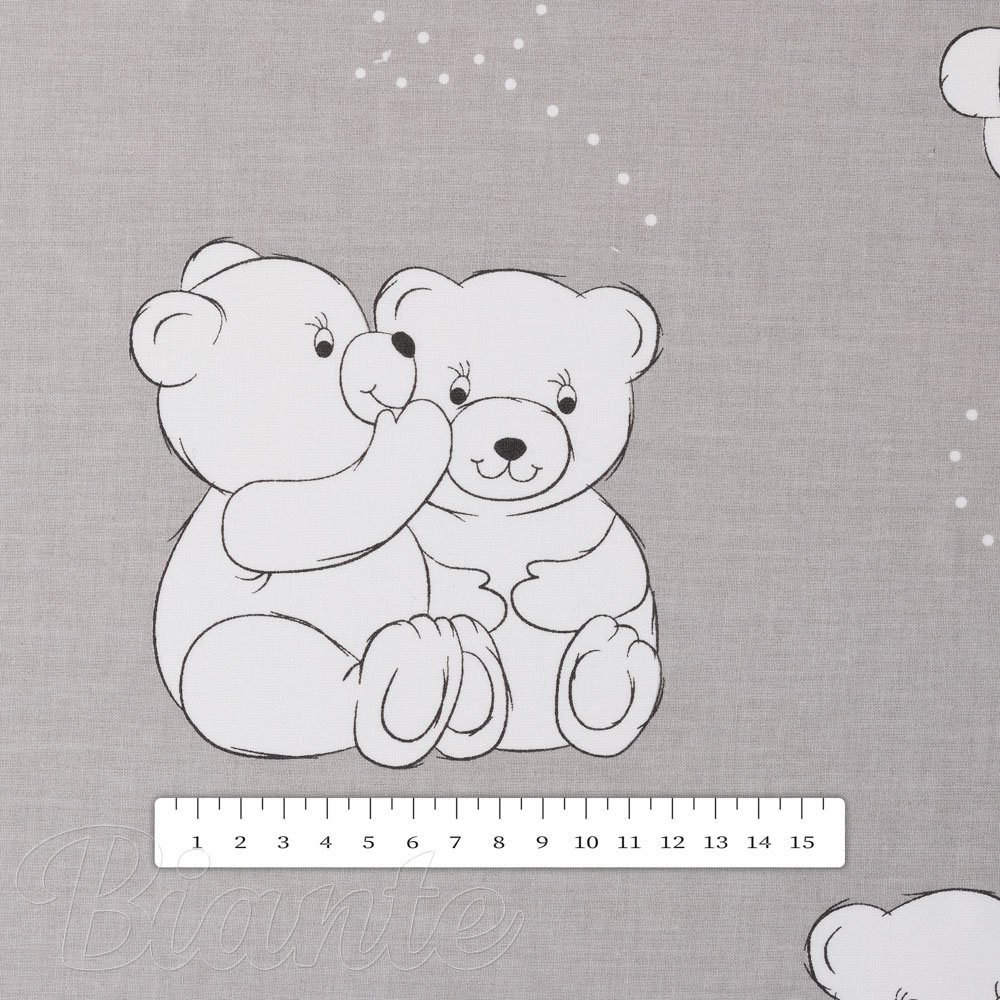 Dětská bavlněná látka/plátno Sandra SA-733 Zamilovaní lední medvědi na světle šedém - šířka 160 cm - detail 3 - Biante.cz