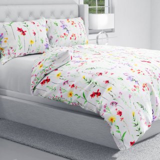 Bavlněné ložní povlečení Sandra SA-492 Květovaná louka na bílém - detail 1 - Biante.cz