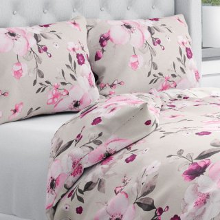 Bavlnené posteľné obliečky Sandra SA-494 Veľké ružové kvety na svetlo sivobéžovom - Biante.sk Bavlnené posteľné obliečky Sandra SA-494 Veľké ružové kvety na svetlo sivobéžovom - Biante.sk
