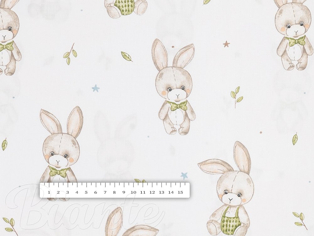 Dětská bavlněná látka/plátno Sandra SA-401 Zajíčci na bílém - šířka 160 cm - detail 3 - Biante.cz