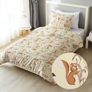 Dětské bavlněné ložní povlečení Sandra SA-700 Veverky a ježci na světle vanilkovém - Biante.cz Dětské bavlněné ložní povlečení Sandra SA-700 Veverky a ježci na světle vanilkovém - Biante.cz
