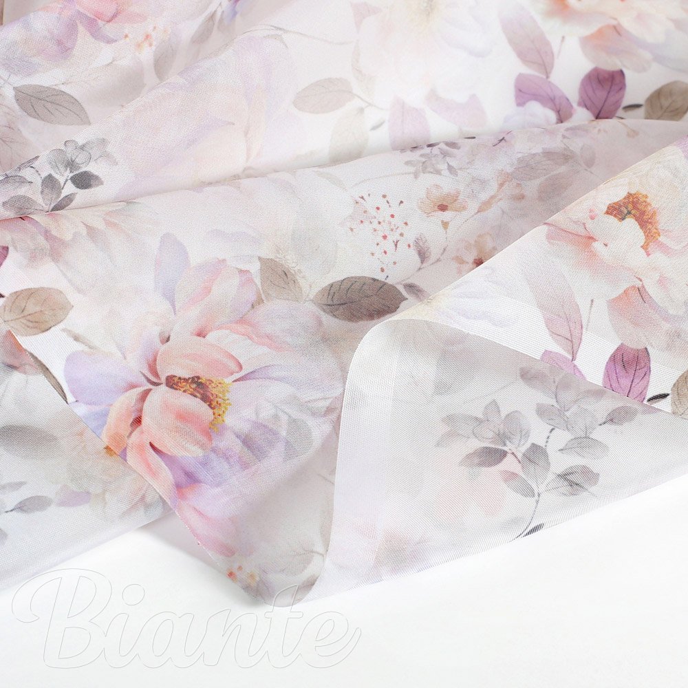 Voál - Plané růže na bílém - ZAC-018 - výška 150 cm - detail 8 - Biante.cz