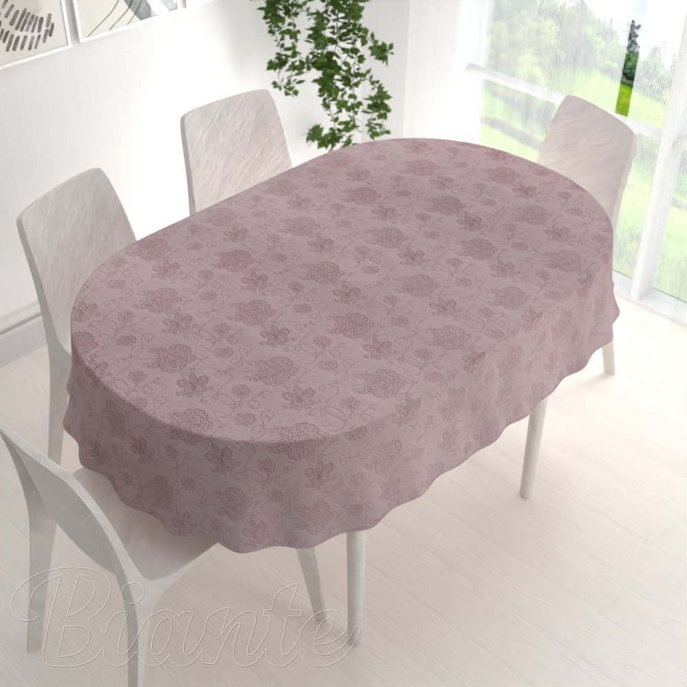 Teflonový oválný ubrus TF-077 Květované ornamenty na starorůžovém - detail 1 - Biante.cz