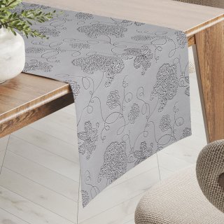 Teflonový běhoun na stůl TF-083 Květované ornamenty na šedém - Biante.cz