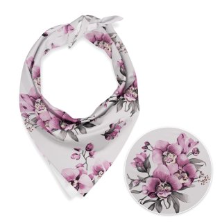 Bavlněný šátek Sandra SA-623 Lila orchideje na bílém - Biante.cz