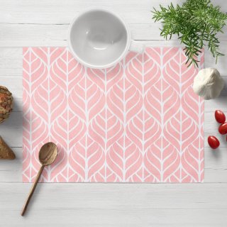 Bavlněné prostírání na stůl Sandra SA-211 Listy na starorůžovém - Biante.cz