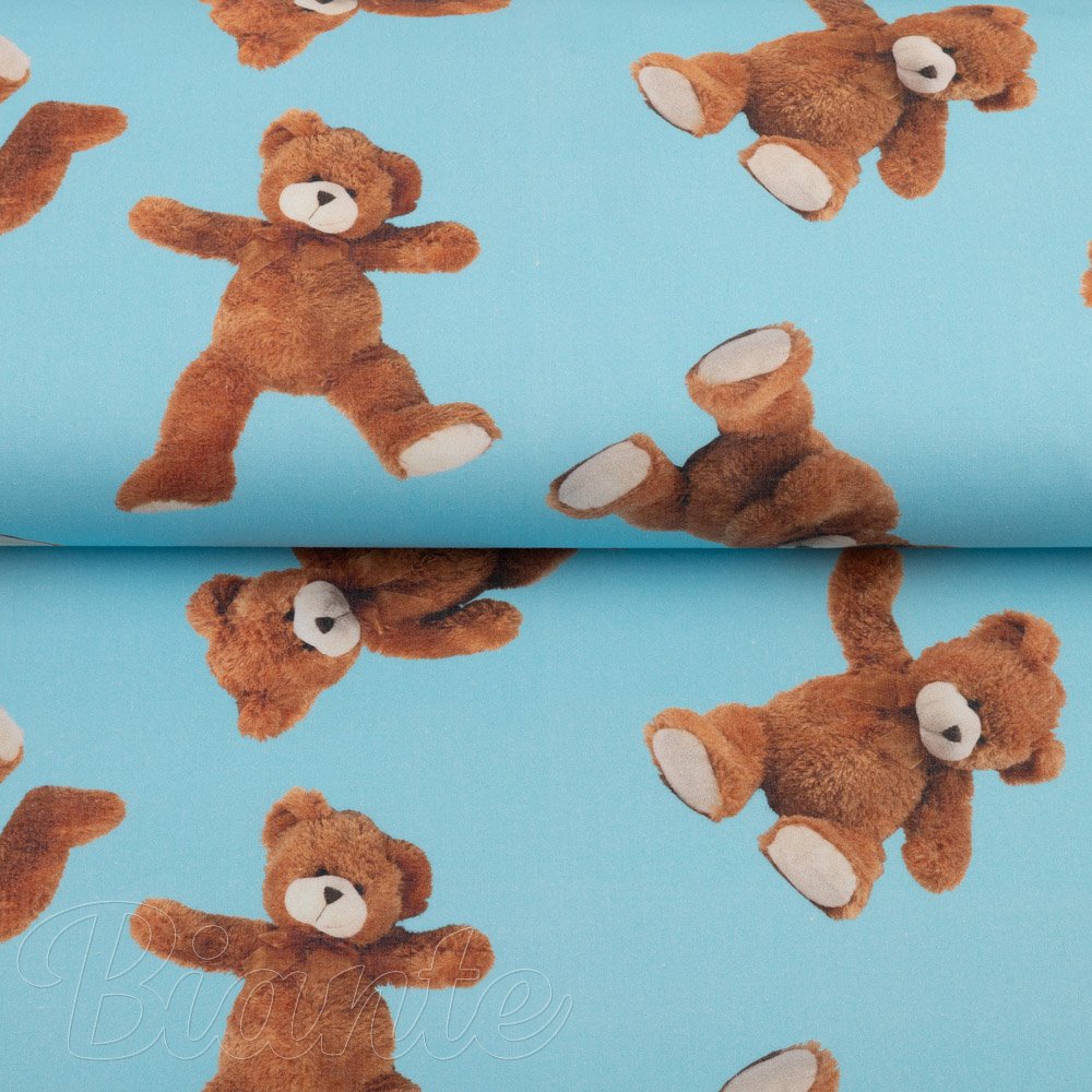 Dětská bavlněná látka/plátno Sandra SA-724 Plyšoví medvídci na modrém - šířka 150 cm - detail 2 - Biante.cz