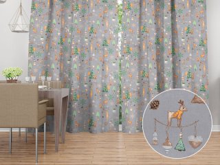 Vánoční bavlněný závěs na míru Sandra SA-509 Vánoční skřítci a ozdoby na šedém - Biante.cz Vánoční bavlněný závěs na míru Sandra SA-509 Vánoční skřítci a ozdoby na šedém - Biante.cz