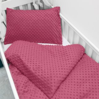 Detské posteľné obliečky do postieľky Minky TOP 3D bodky MKP-057 Ostružinové - Biante.sk Detské posteľné obliečky do postieľky Minky TOP 3D bodky MKP-057 Ostružinové - Biante.sk