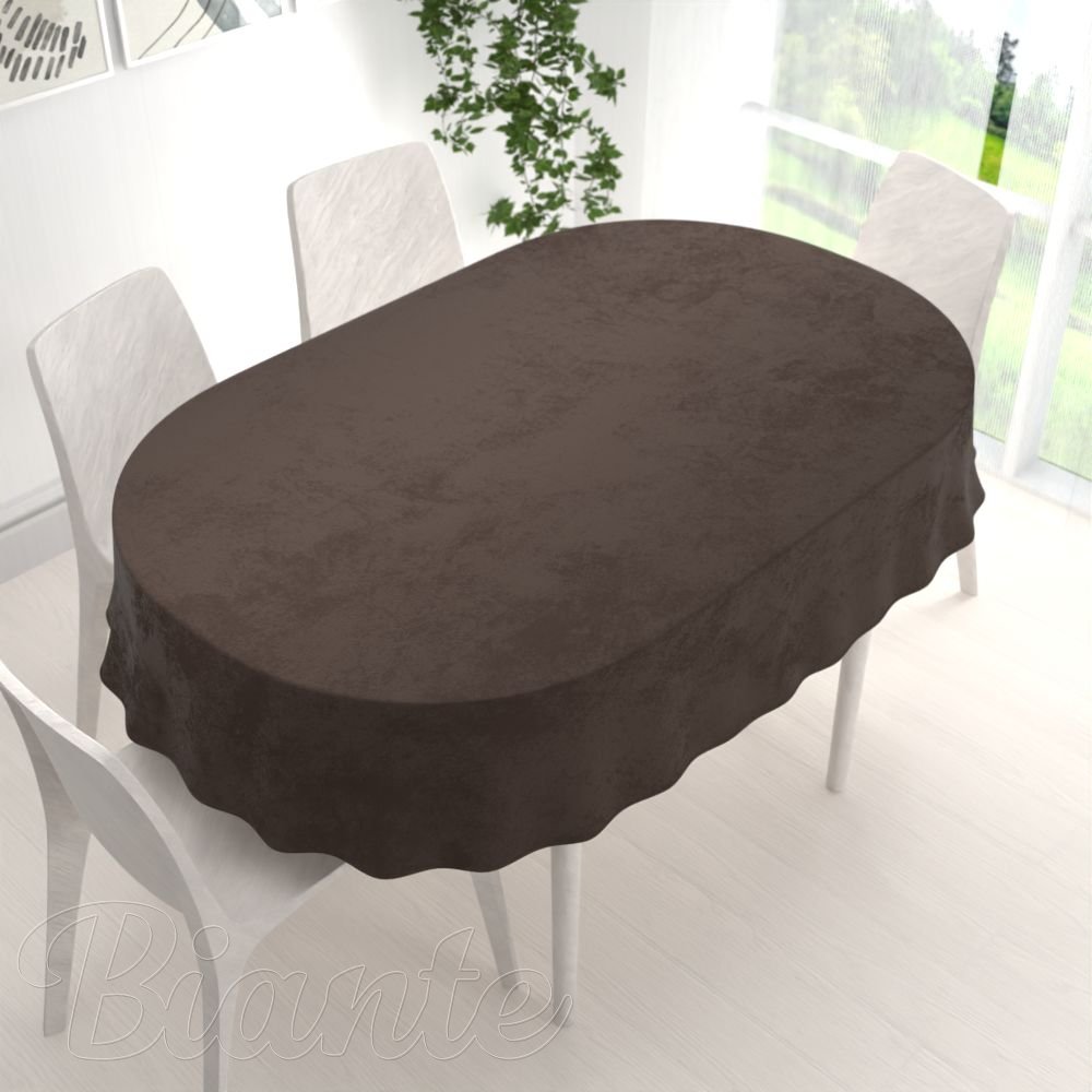 Sametový oválný ubrus Velvet Premium SVP-016 Tmavě hnědý - detail 1 - Biante.cz Sametový oválný ubrus Velvet Premium SVP-016 Tmavě hnědý - detail 1 - Biante.cz