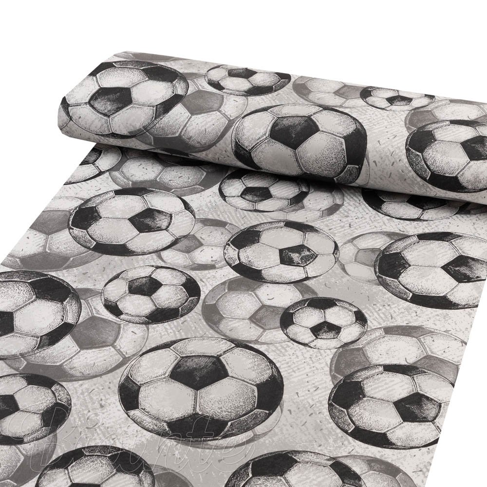Detská bavlnená látka/plátno Sandra SA-776 Čierno-sivé futbalové lopty - šírka 160 cm - detail 1 - Biante.sk