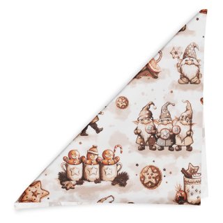 Dětský bavlněný šátek Sandra SA-663 Hnědí skřítci s perníčky na bílém - detail 1 - Biante.cz Dětský bavlněný šátek Sandra SA-663 Hnědí skřítci s perníčky na bílém - detail 1 - Biante.cz