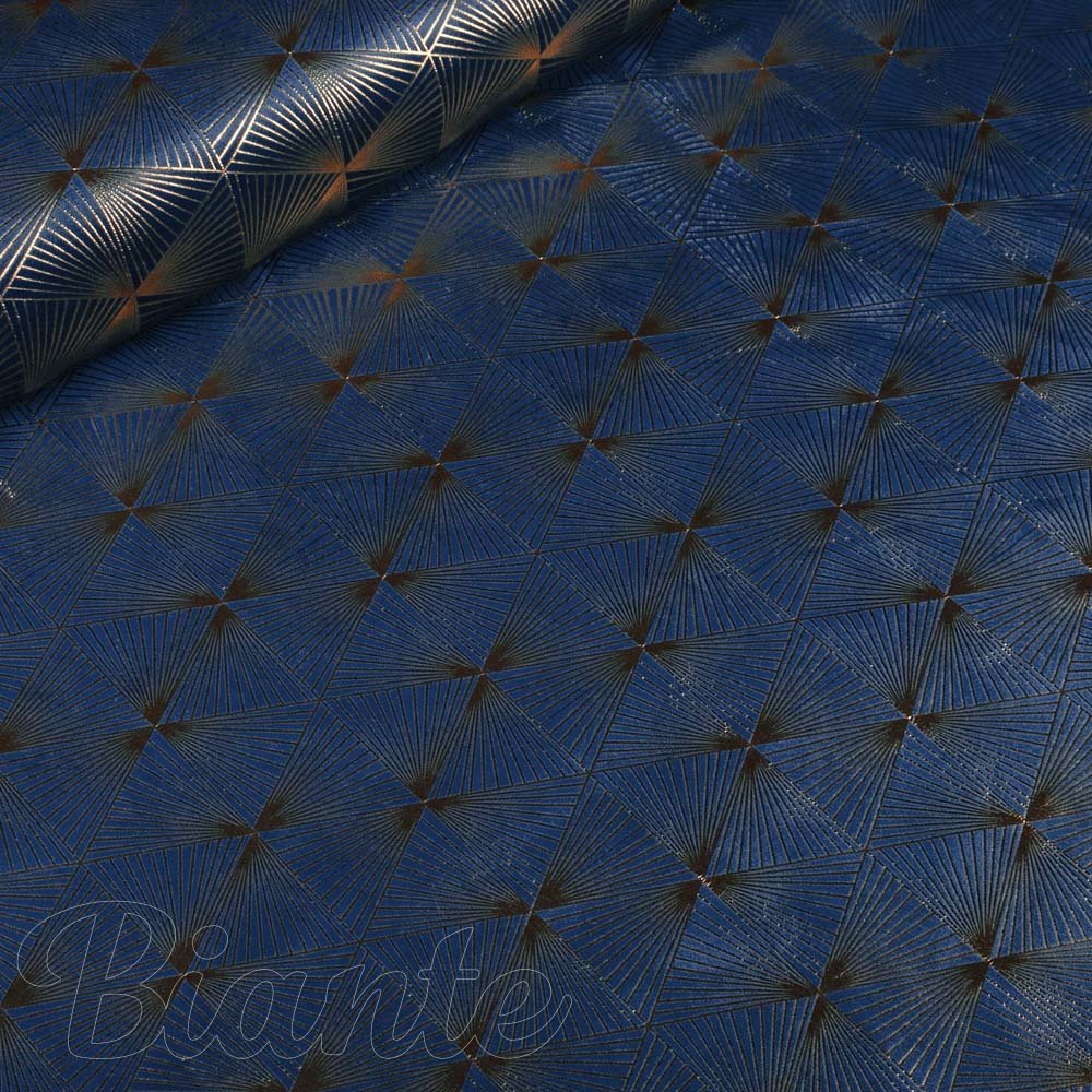 Sametová látka Isabela IBL-011 Rose Gold trojúhelníky na královsky modrém - šířka 280 cm - detail 1 - Biante.cz Sametová látka Isabela IBL-011 Rose Gold trojúhelníky na královsky modrém - šířka 280 cm - detail 1 - Biante.cz
