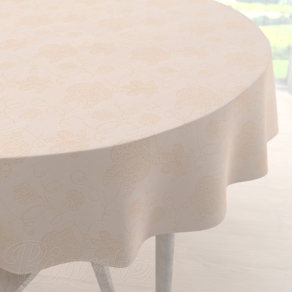 Teflónový okrúhly obrus TF-099 Zlaté kvetované ornamenty na béžovom - Biante.sk